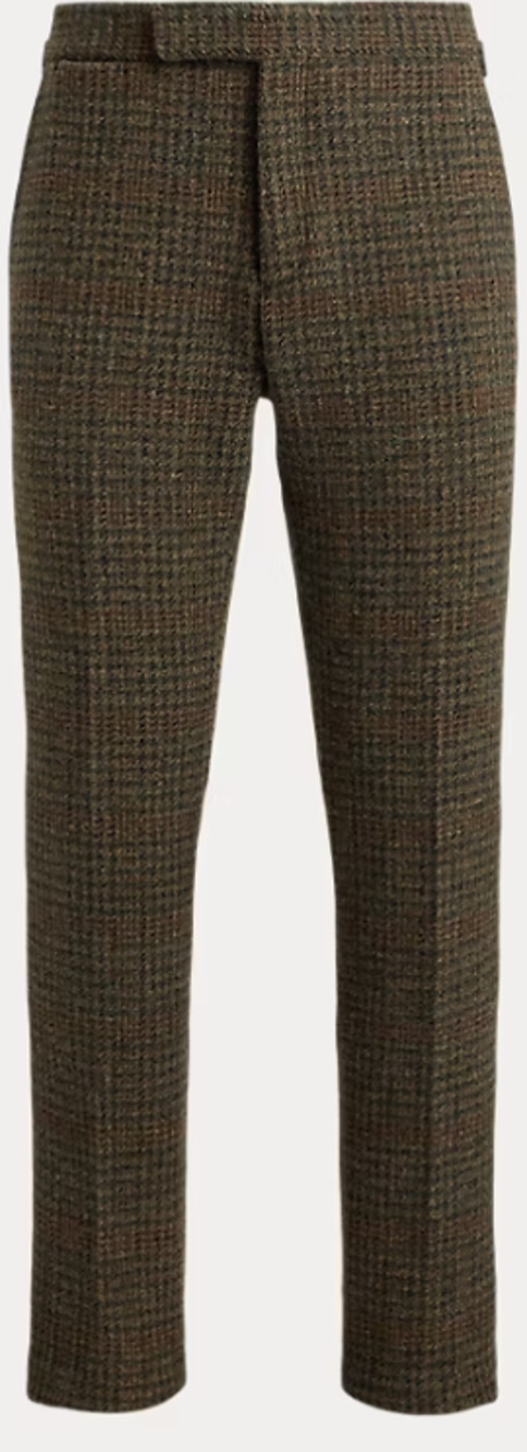 Polo Ralph Lauren Brown Herringbone Wool Pleated Trousers Heritage Italy 32x33